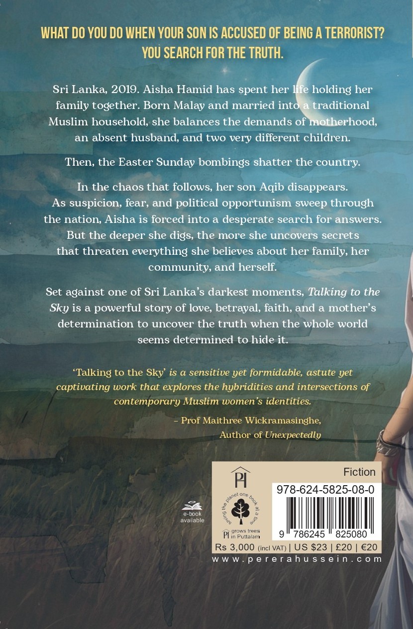 Talking to the sky – back cover Talking to the sky – back cover